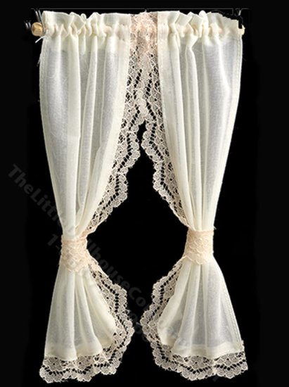 (image for) Miniature White Sheer Curtains for Dollhouses