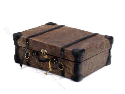 (image for) Miniature Brown Leather Suitcase by Judith Blondell