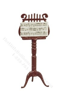 (image for) Miniature Mahogany Lyre-Shaped Music Stand for Dollhouses
