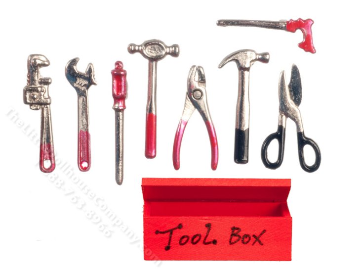 (image for) Miniature Tools with Toolbox for Dollhouses