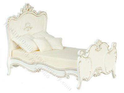 (image for) Miniature White American Victorian Double Bed for Dollhouses