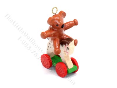 (image for) Miniature Wooden Toy Bear on a Horse