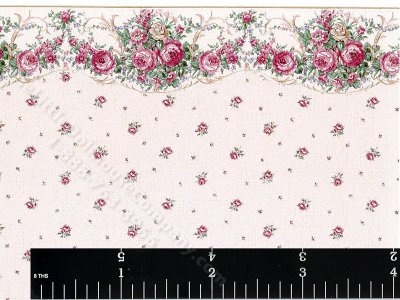 (image for) Pink Floral Pattern Miniature Wallpaper for Dollhouses