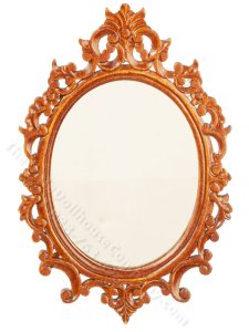 (image for) Miniature Walnut Oval Empire Mirror for Dollhouses