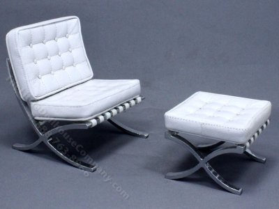 (image for) Miniature Leather Barcelona Chair and Ottoman by Judith Blondell