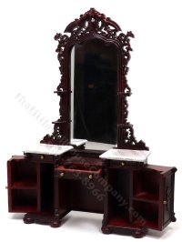 (image for) Miniature Mahogany Vanity and Chair Set For Dollhouses