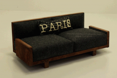 (image for) Miniature Black Modern Sofa with Brown Accents by PRD Miniatures