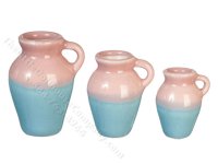 (image for) Miniature Set of 3 Pink and Blue Vases