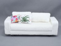 (image for) Miniature White Fleece Sofa for Dollhouses