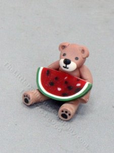 (image for) Miniature Teddy Bear with Watermelon for Dollhouses