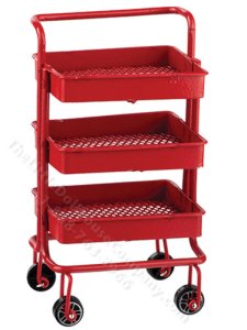 (image for) Miniature Small Red Utility Cart for Dollhouses