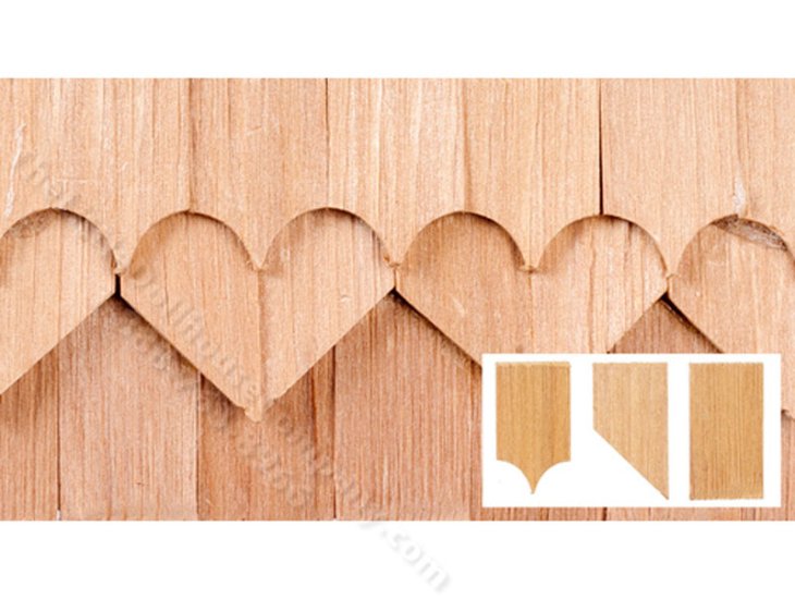 (image for) Dollhouse Scale Model Cedar Shingles - Heart
