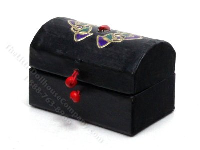 (image for) Handmade Miniature Decorated Black Trunk for Dollhouses
