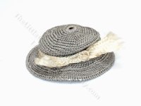 (image for) Miniature Grey Handmade Cloche Hat with Cream Ribbon