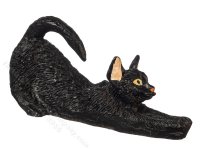 (image for) Miniature Stretching Black Cat for Dollhouses