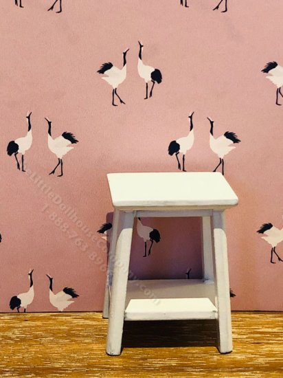 (image for) Dollhouse Scale Model Wallpaper - Cranes in Pink - 3pc Set