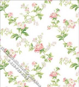 (image for) Dollhouse Scale Model Wallpaper Pink Rose Vine Pattern