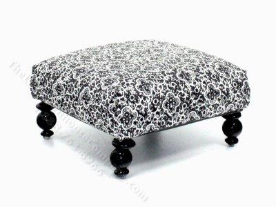 (image for) Miniature Black and White Floral Ottoman by PRD Miniatures