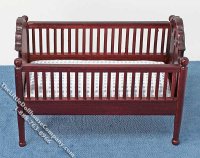(image for) Miniature Mahogany Crib with Blue Linen for Dollhouses