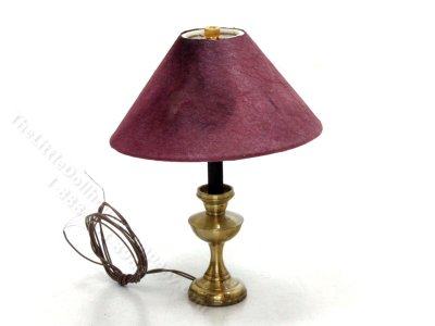 (image for) Miniature Brass Lamp with Burgundy Shade