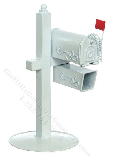 (image for) Miniature White Metal Mailbox for Dollhouses