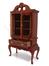 (image for) Vintage Miniature Bespaq Walnut China Hutch for Dollhouses