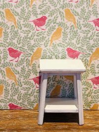 (image for) Dollhouse Scale Model Wallpaper -Pink and Yellow Birds- 3pc Set