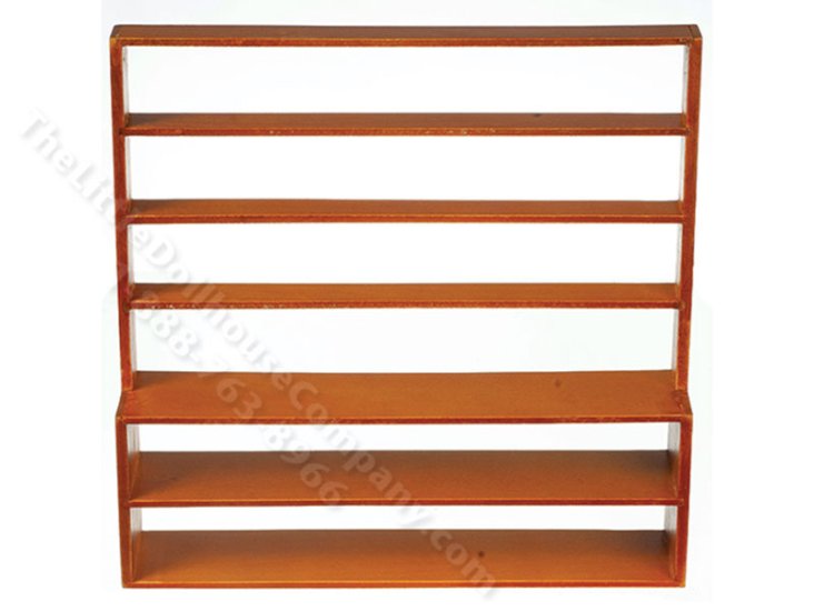 (image for) Miniature Walnut Double Wide Store Shelf for Dollhouses