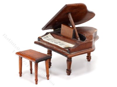 (image for) AS IS 1/18th Scale Miniature Walnut Grand Piano