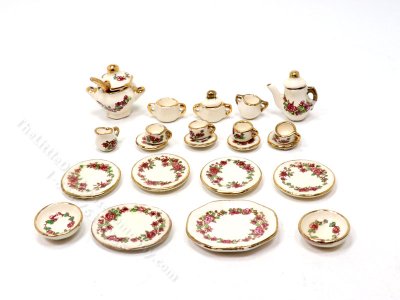 (image for) Miniature Vintage Multicolour Rose China Set (24 pc)
