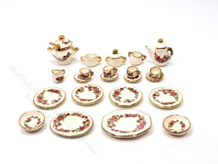 (image for) Miniature Vintage Multicolour Rose China Set (24 pc)