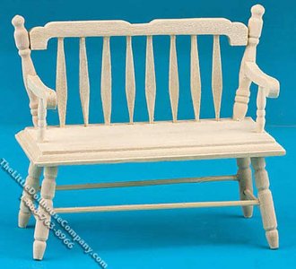 (image for) Miniature Unfinished Deacons Bench for Dollhouses