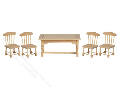 (image for) Miniature Unfinished Kitchen Table Set For Dollhouses