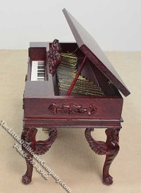 (image for) Miniature Mahogany Organ Piano Set for Dollhouses