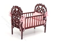 (image for) Vintage 3pc Miniature Mahogany Nursery Set for Dollhouses