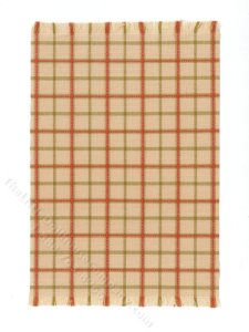 (image for) Miniature Cream/Olive/Coral Plaid Rug for Dollhouses - Narrow
