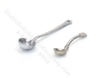 (image for) Pair of Miniature Silver Ladles for Dollhouses