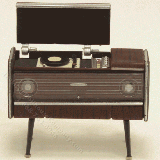 (image for) Miniature Vintage Wood Panelled Standing Turntable