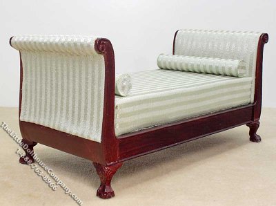 (image for) Miniature Mahogany Chaise Lounge for Dollhouses