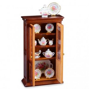 (image for) Miniature Cabiney with Porcelain Tea Set & Plates