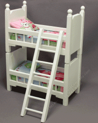 (image for) Miniature White Kid's Bunk Bed with Princess Bedding