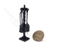(image for) Miniature Set of Fireplace Tools with Stand for Dollhouses - Black