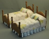 (image for) Dollhouse Miniature 2 Bed Set