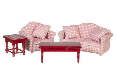(image for) Miniature Pink Living Room Set For Dollhouses