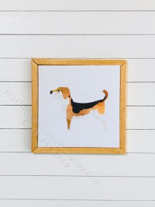 (image for) Miniature Square Painting of a Beagle Dog
