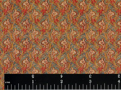 (image for) Green/Orange/Gold Paisley Wallpaper for Dollhouses