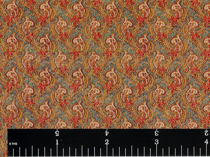(image for) Green/Orange/Gold Paisley Wallpaper for Dollhouses