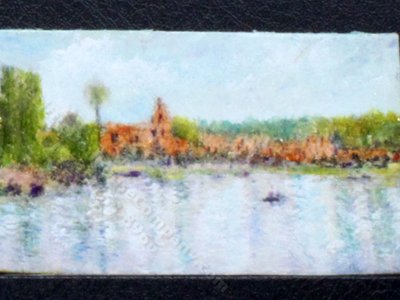 (image for) "Vetheuil, Barge on the Sein" Replica Painting by Larry Morganti
