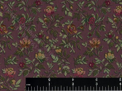 (image for) Roses on Dark Purple Miniature Wallpaper for Dollhouses