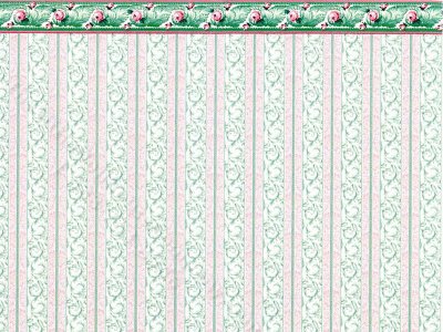 (image for) Pink and Green Stripe Pattern Miniature Wallpaper for Dollhouses